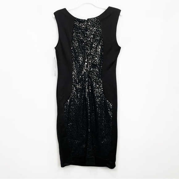Maria Bonita Black Formal Sparkly Sequin Bodycon Cheetah Mini/Midi Dress size XL - Picture 4 of 8